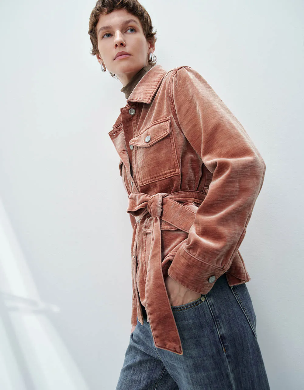 Denim Trench Coat With Belt