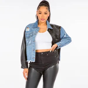 DENIM VIBES PATCHED CROPPED JACKET