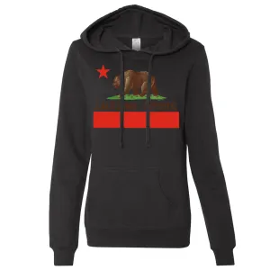 Don Pimentel California Republic Bear Flag Brown Text Ladies Lightweight Fitted Hoodie