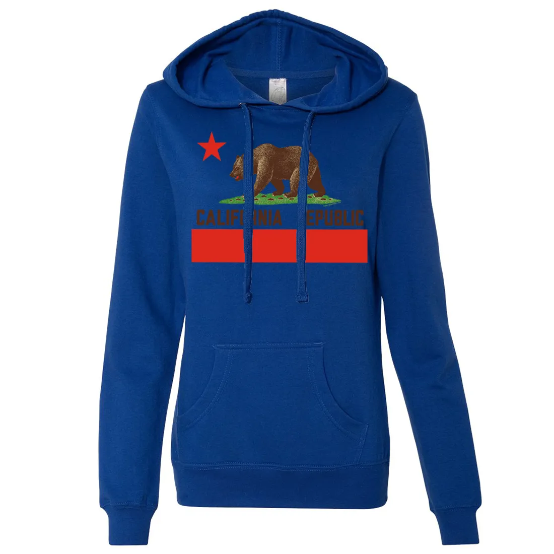 Don Pimentel California Republic Bear Flag Brown Text Ladies Lightweight Fitted Hoodie