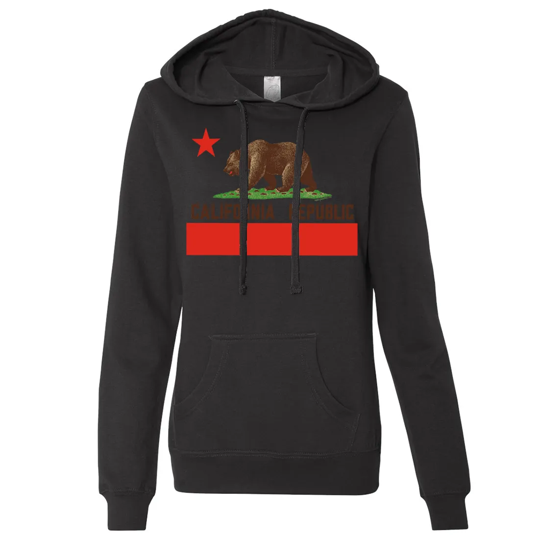 Don Pimentel California Republic Bear Flag Brown Text Ladies Lightweight Fitted Hoodie