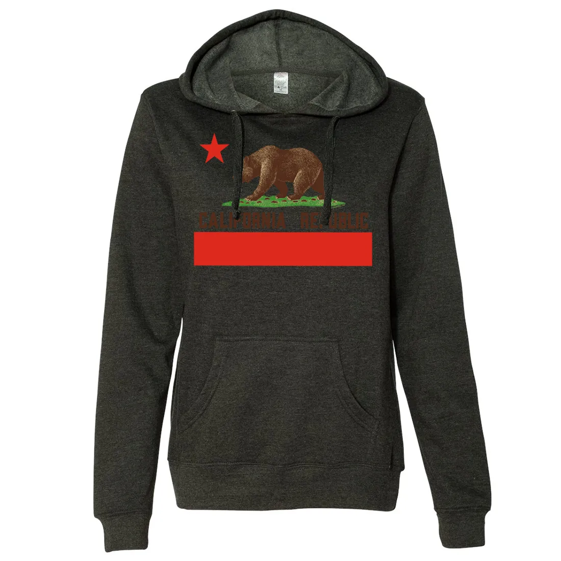 Don Pimentel California Republic Bear Flag Brown Text Ladies Lightweight Fitted Hoodie