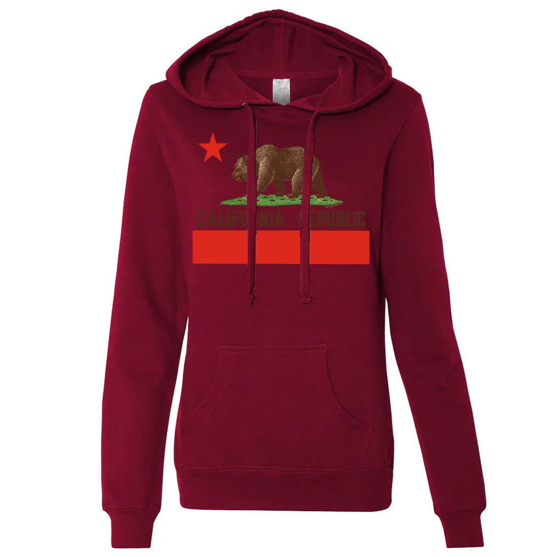 Don Pimentel California Republic Bear Flag Brown Text Ladies Lightweight Fitted Hoodie