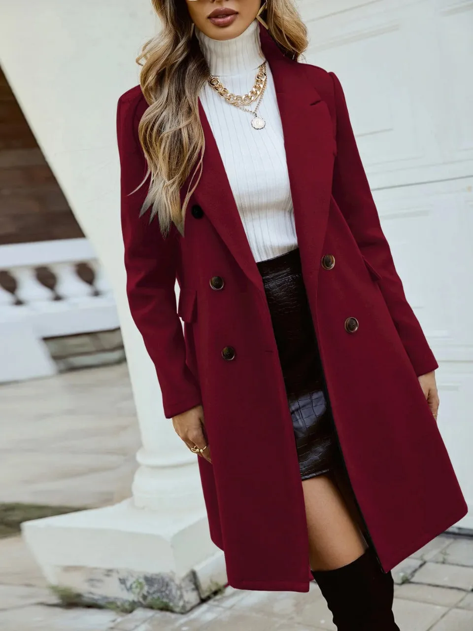 Double Breasted Lapel Collar Overcoat( CLERANCE SALE