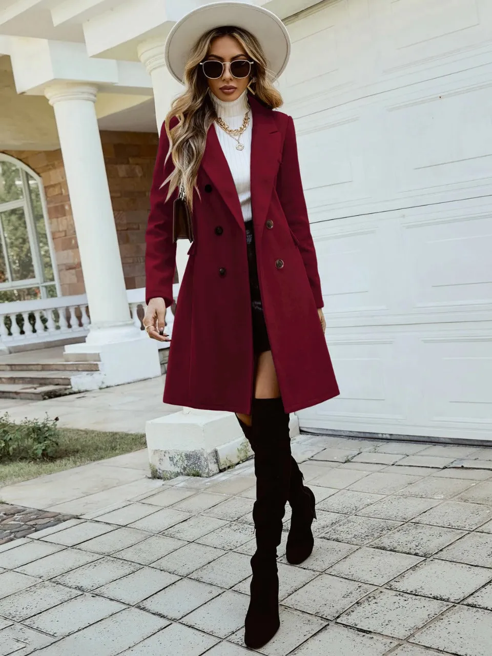 Double Breasted Lapel Collar Overcoat( CLERANCE SALE