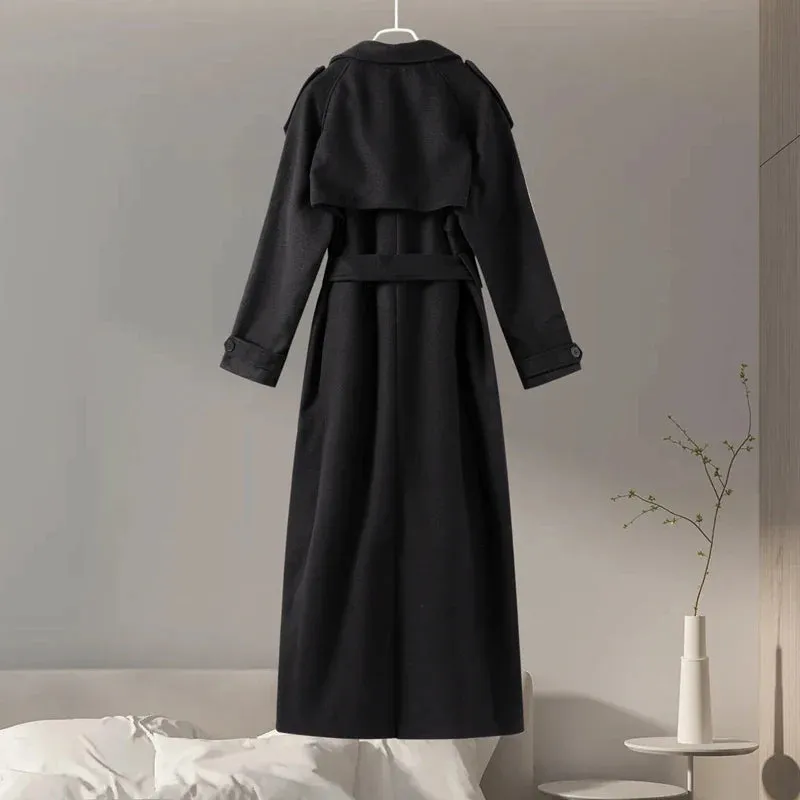 Double-Breasted Wool Belted Overcoat