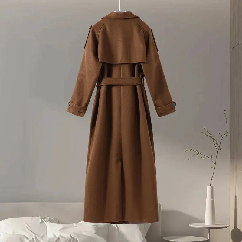 Double-Breasted Wool Belted Overcoat