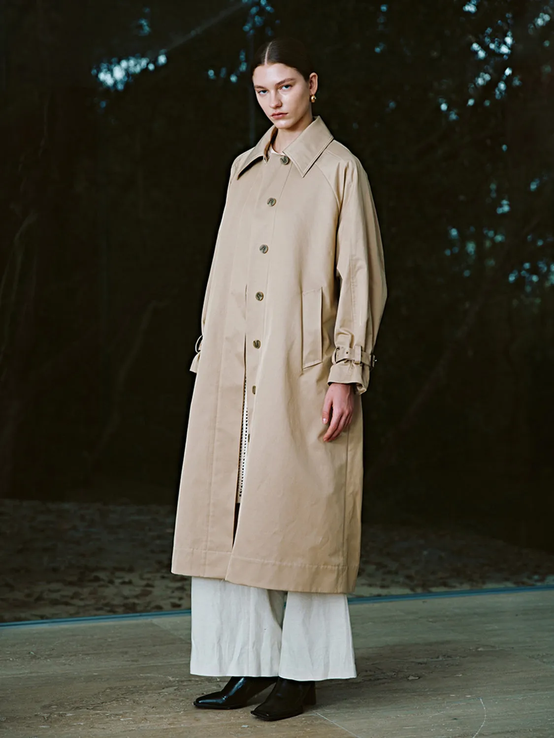 Drop Shoulder Sleeve Long Trench Coats