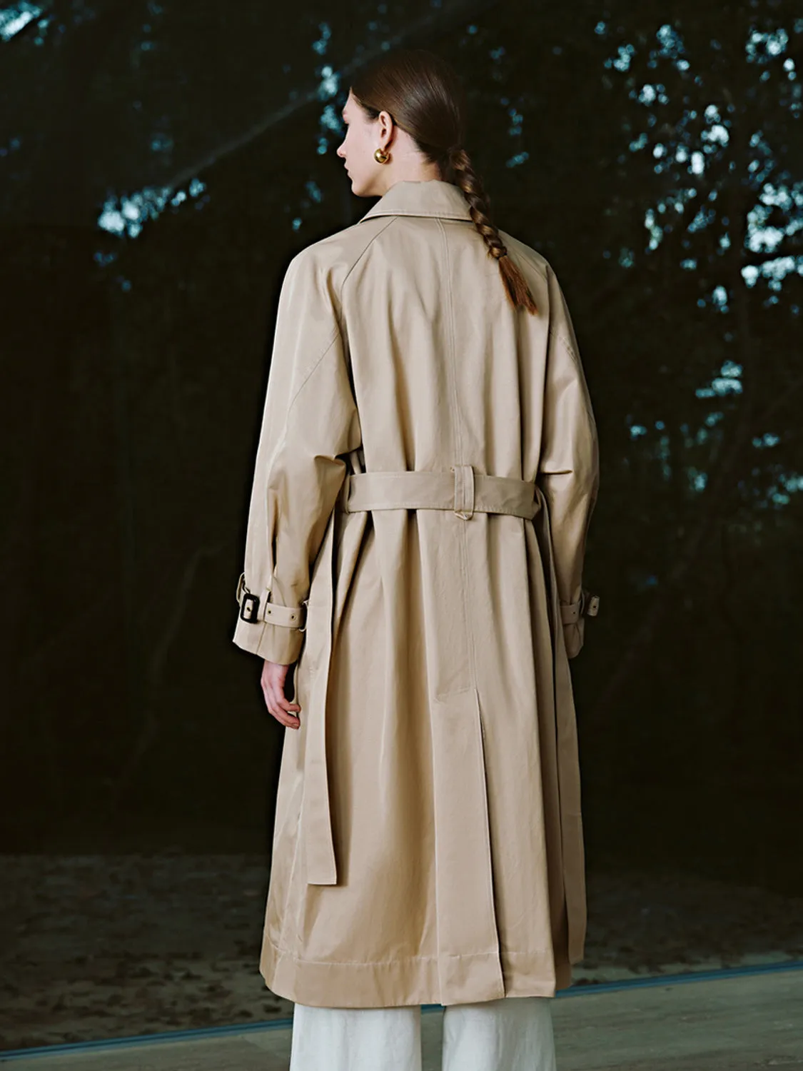 Drop Shoulder Sleeve Long Trench Coats