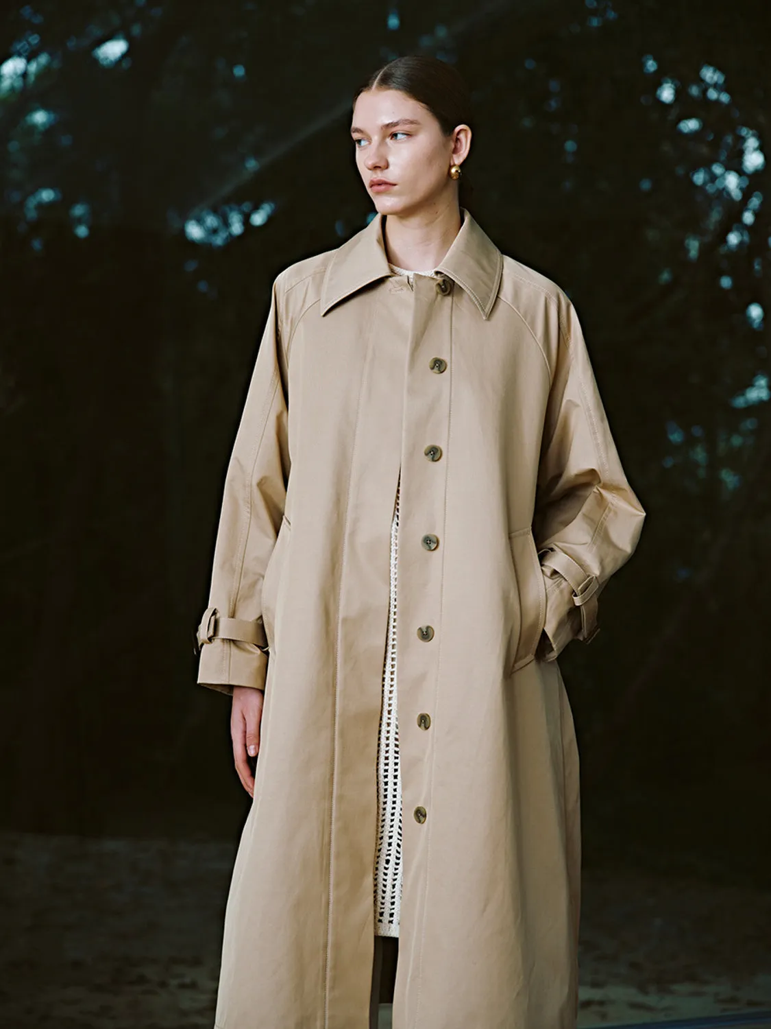 Drop Shoulder Sleeve Long Trench Coats