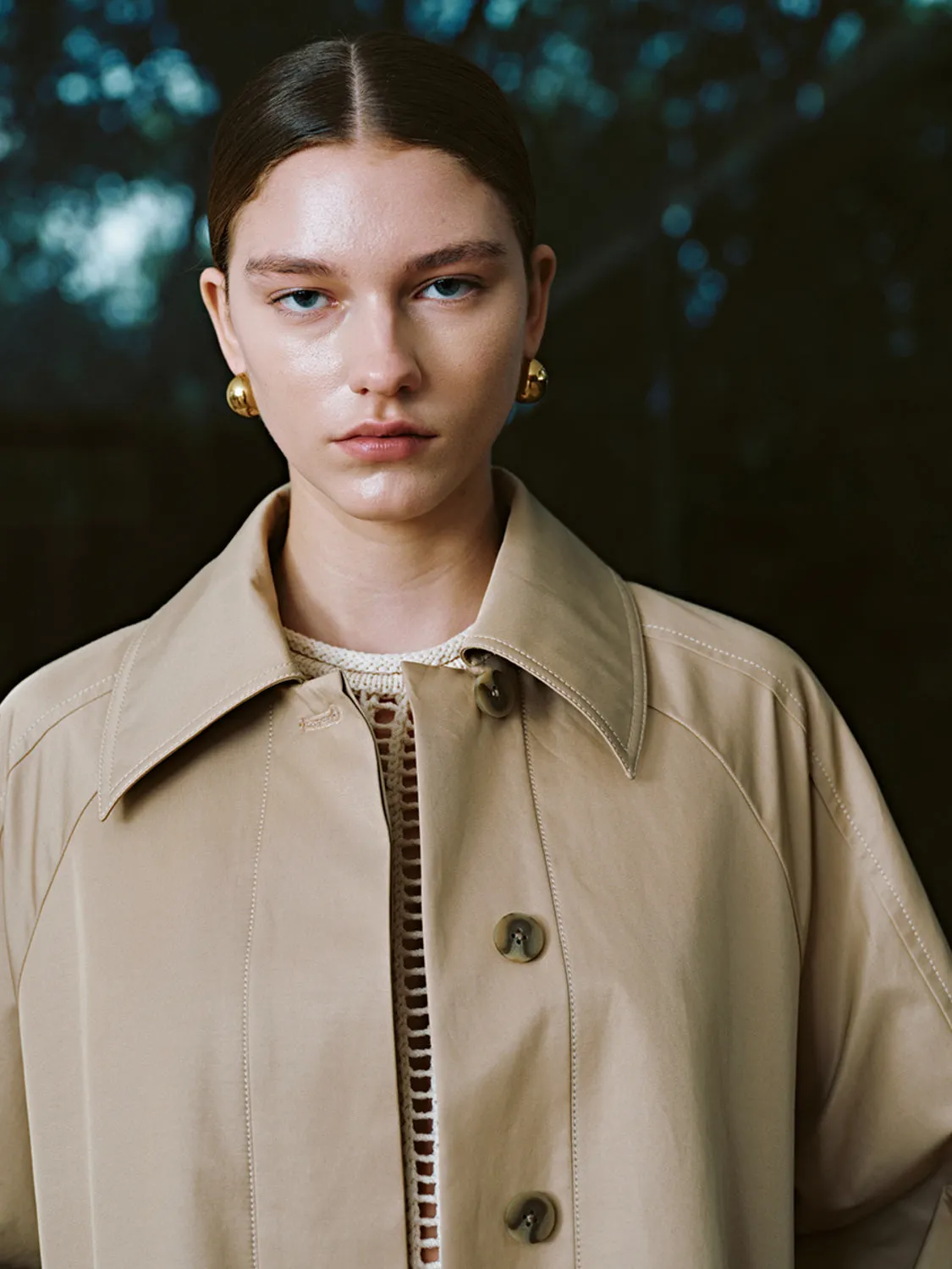 Drop Shoulder Sleeve Long Trench Coats