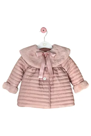 Dusky Pink Padded Faux Fur Coat