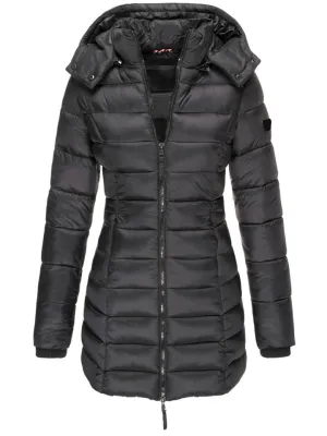 Elegant Detachable Hooded Women's Mid-Length Slim-Fit Thermal Down Coat