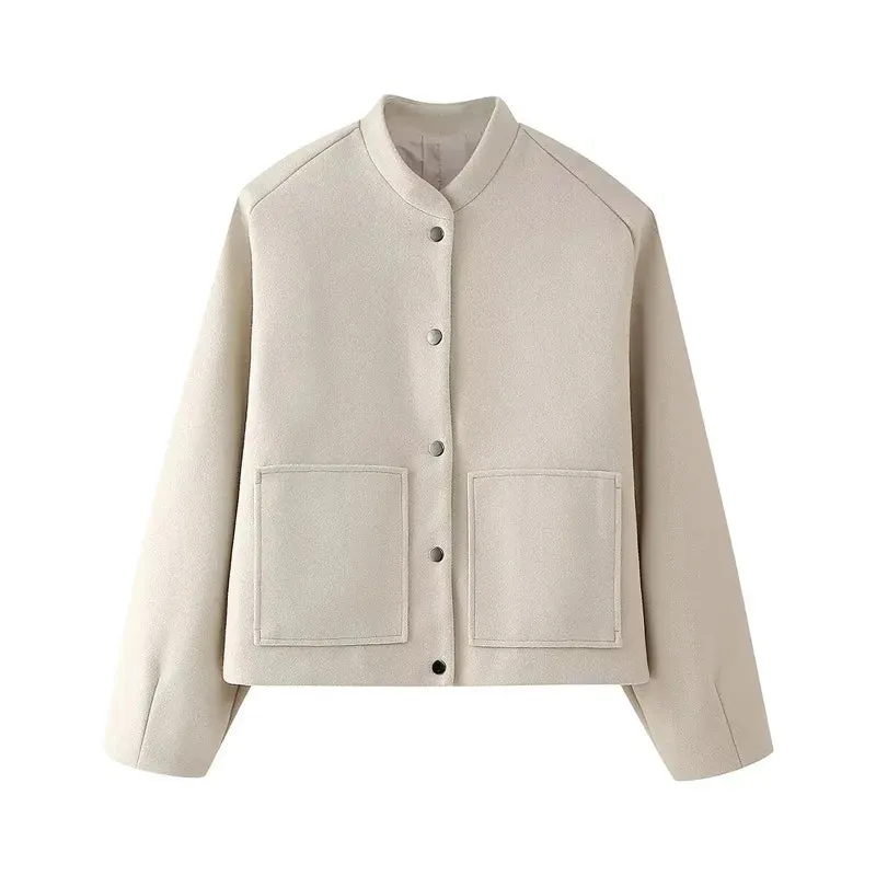Elegant Solid Wool One Button Overcoat