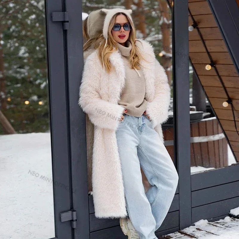 Exclusive Teddy Fur Casual Women Eco  Faux Warm Jacket Overcoat Long Highly praised Fluffy Parka Winter Luxury Thick Fur Comprehensive range Lamb Coat