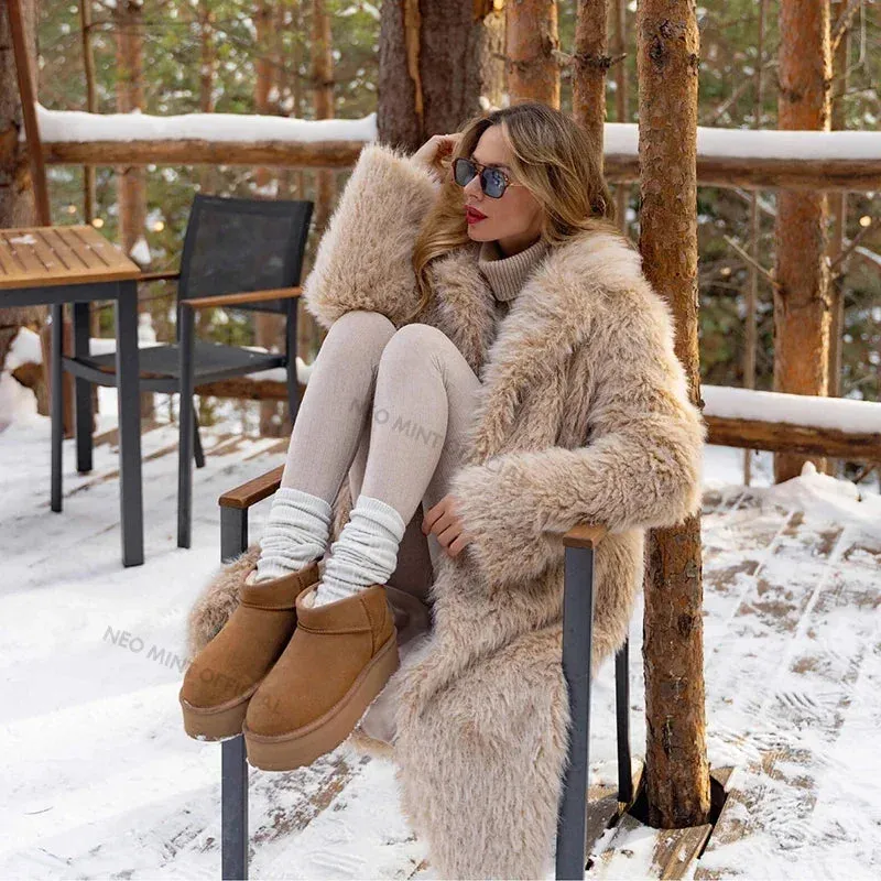 Exclusive Teddy Fur Casual Women Eco  Faux Warm Jacket Overcoat Long Highly praised Fluffy Parka Winter Luxury Thick Fur Comprehensive range Lamb Coat