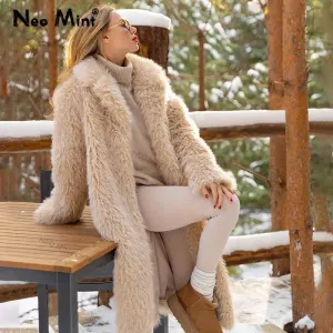 Exclusive Teddy Fur Casual Women Eco  Faux Warm Jacket Overcoat Long Highly praised Fluffy Parka Winter Luxury Thick Fur Comprehensive range Lamb Coat