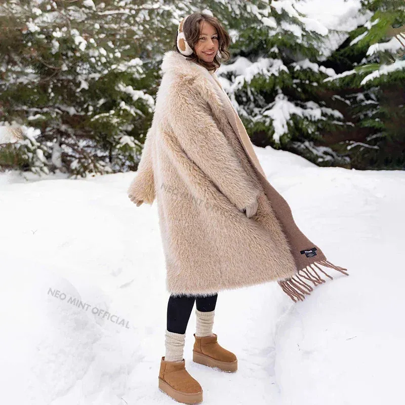 Exclusive Teddy Fur Casual Women Eco  Faux Warm Jacket Overcoat Long Highly praised Fluffy Parka Winter Luxury Thick Fur Comprehensive range Lamb Coat