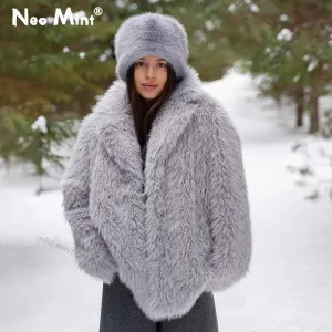 Fashion Outerwear High-efficiency Coat Chic Padded Long Classic Fur Coats Teddy  Brand Exclusive Cozy Winter Faux Collar Lapel Women Jacket