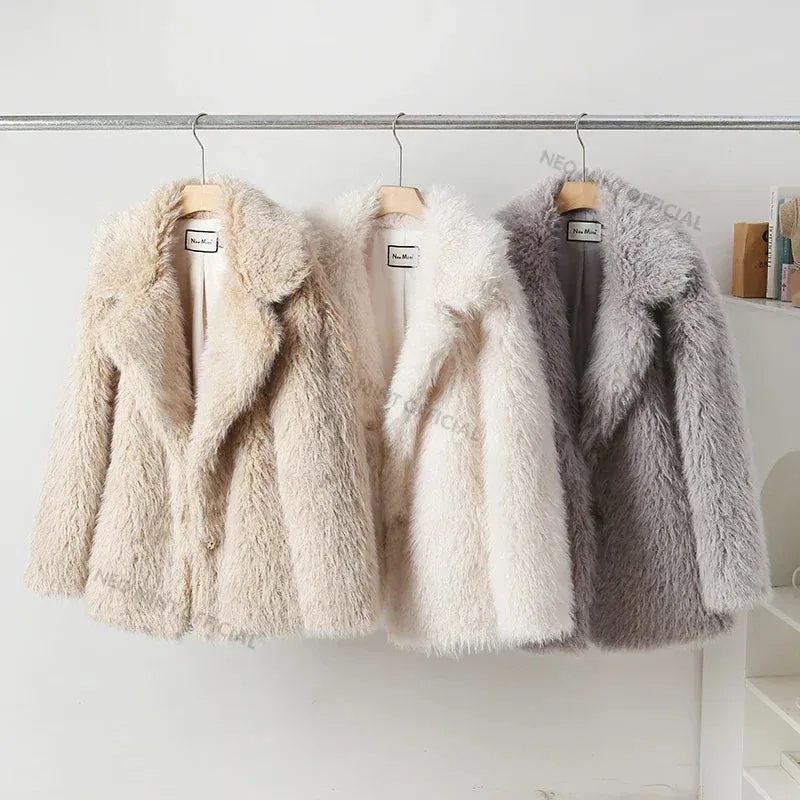 Fashion Outerwear High-efficiency Coat Chic Padded Long Classic Fur Coats Teddy  Brand Exclusive Cozy Winter Faux Collar Lapel Women Jacket