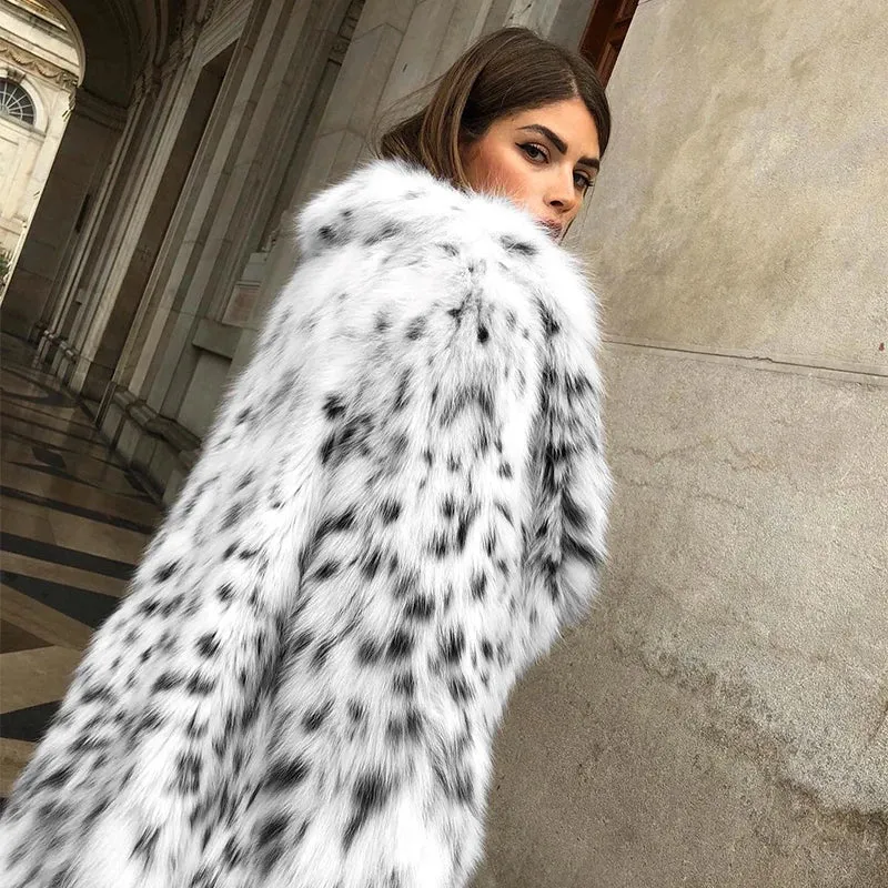 Faux Fluffy Fashion Fur Outerwear Furry Local delivery Long Luxury Overcoats Women Coats Birthday discount Belted Fur Fox Leopard Brand Winter Coats Ladies 