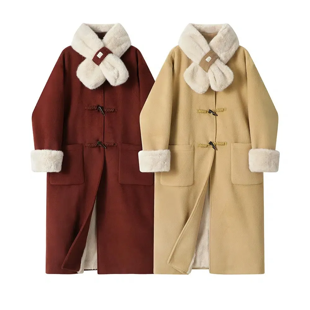 Faux Fur Trim Wool Coat
