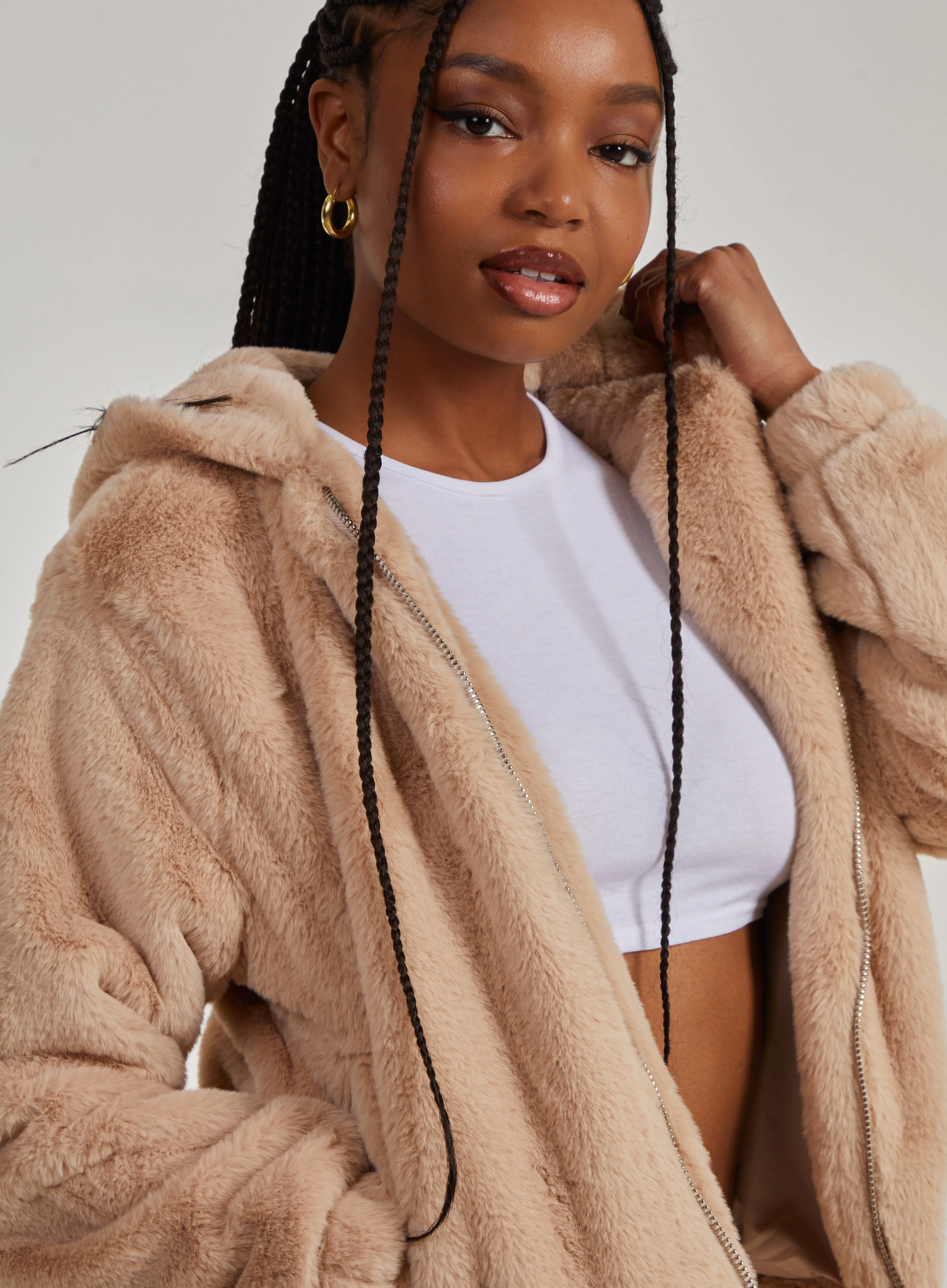 Faux Fur Zip Jacket