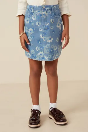 Floral Printed Denim Skirt