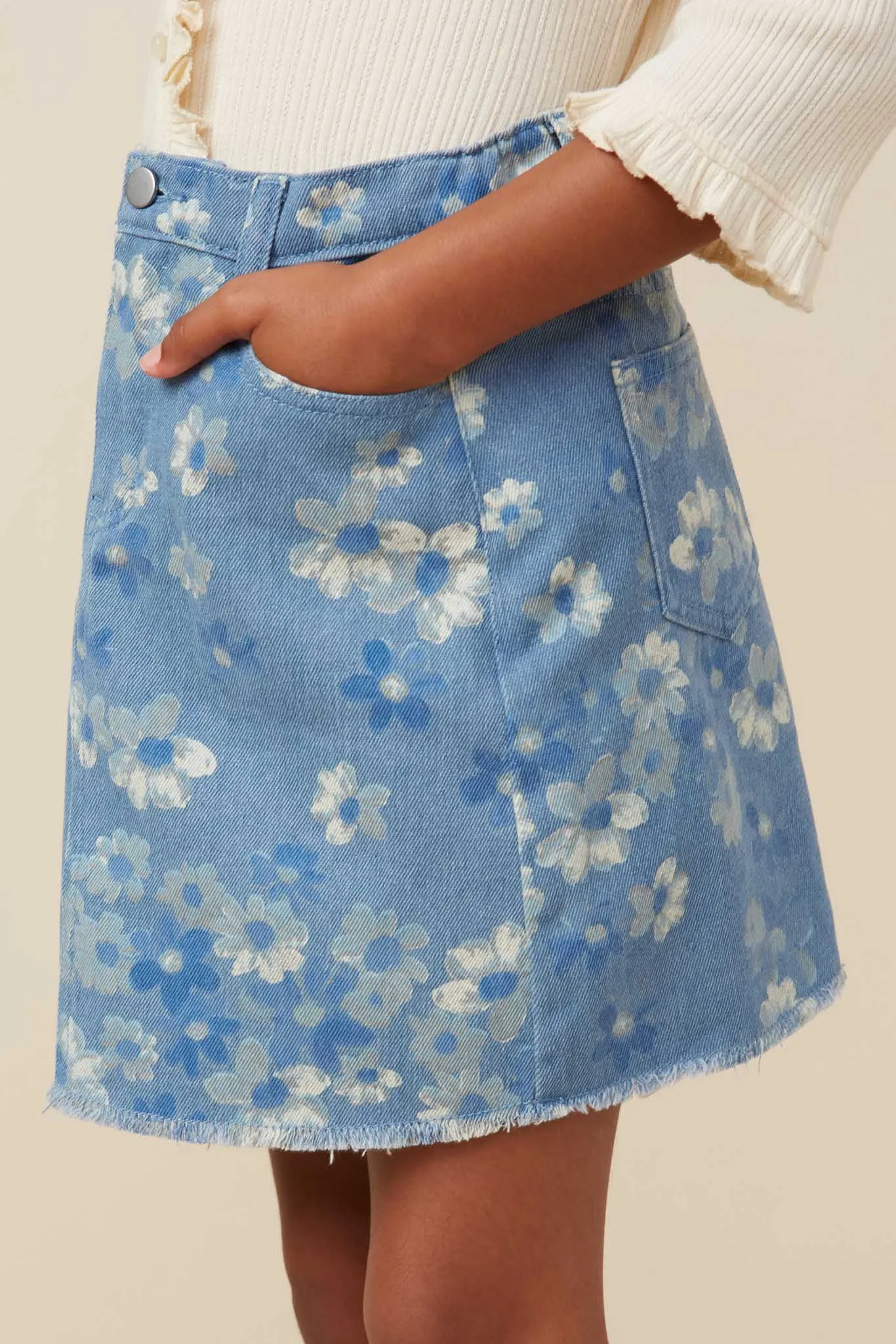 Floral Printed Denim Skirt