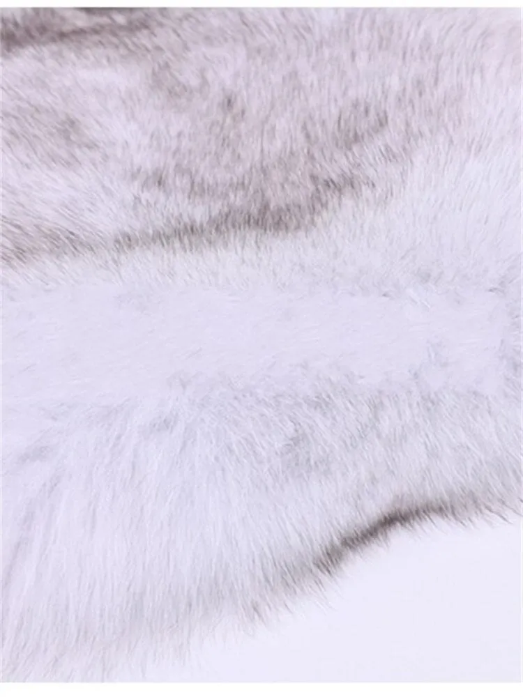 FQLWL Winter Bodycon Dress For Women 2022 White Long Sleeve Hooded Faux Fur Pink Coat Fashion Coats And Jacket Women