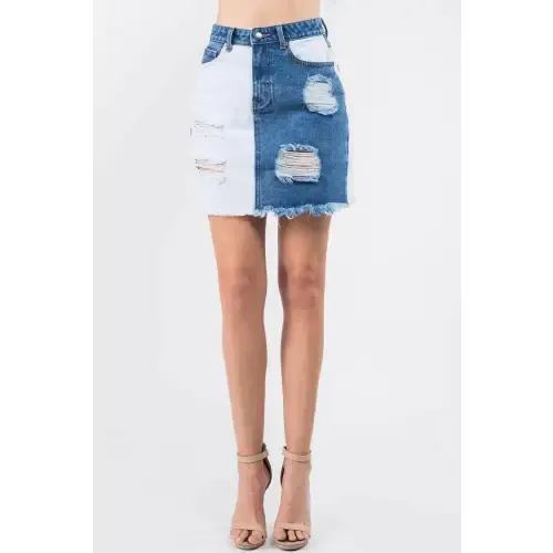 Frayed Denim Mini Skirt