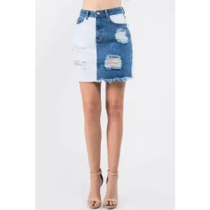 Frayed Denim Mini Skirt