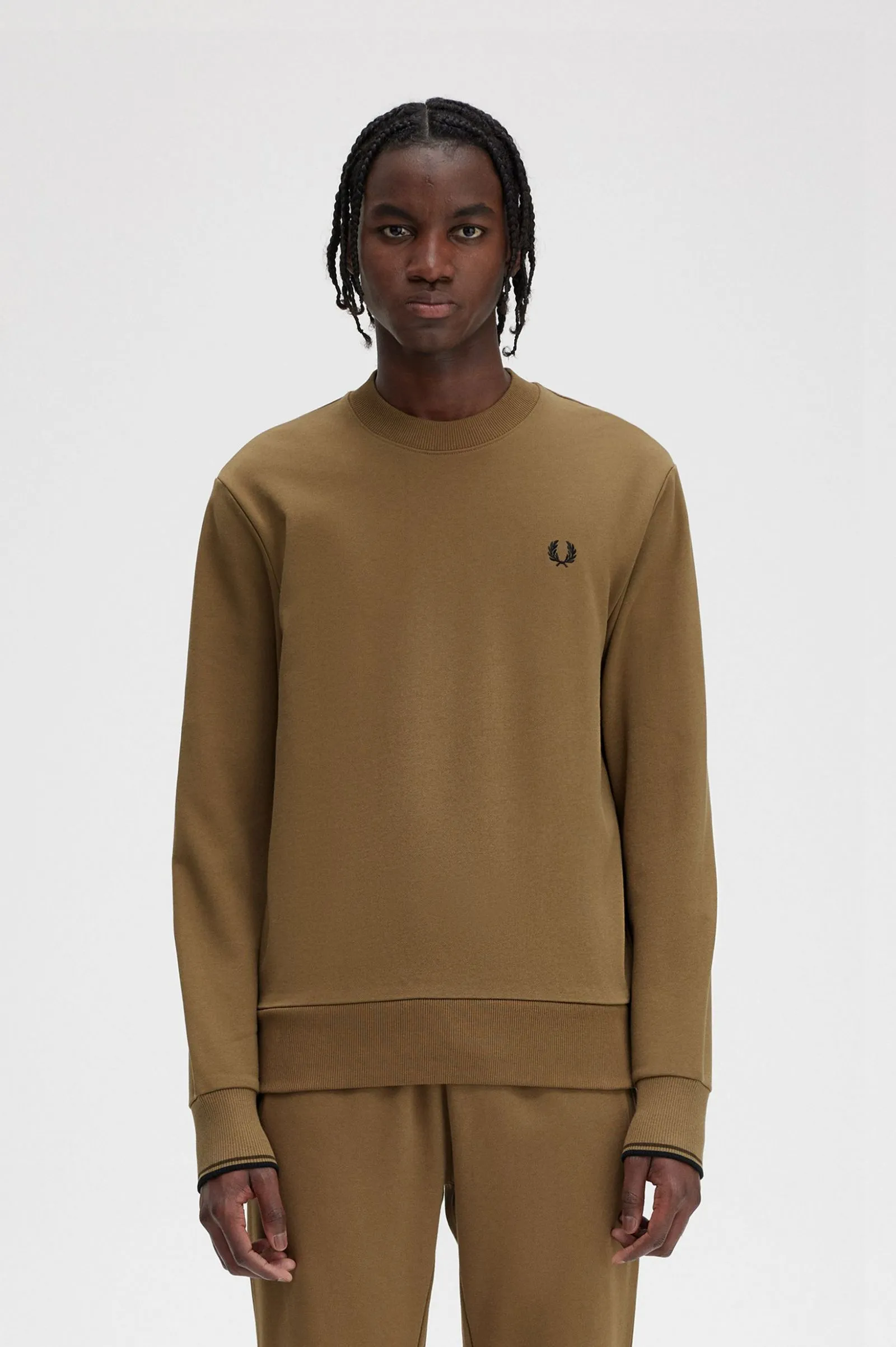 Fred Perry M7535 Crew Neck Sweatshirt U08 Shaded Stone/Burnt