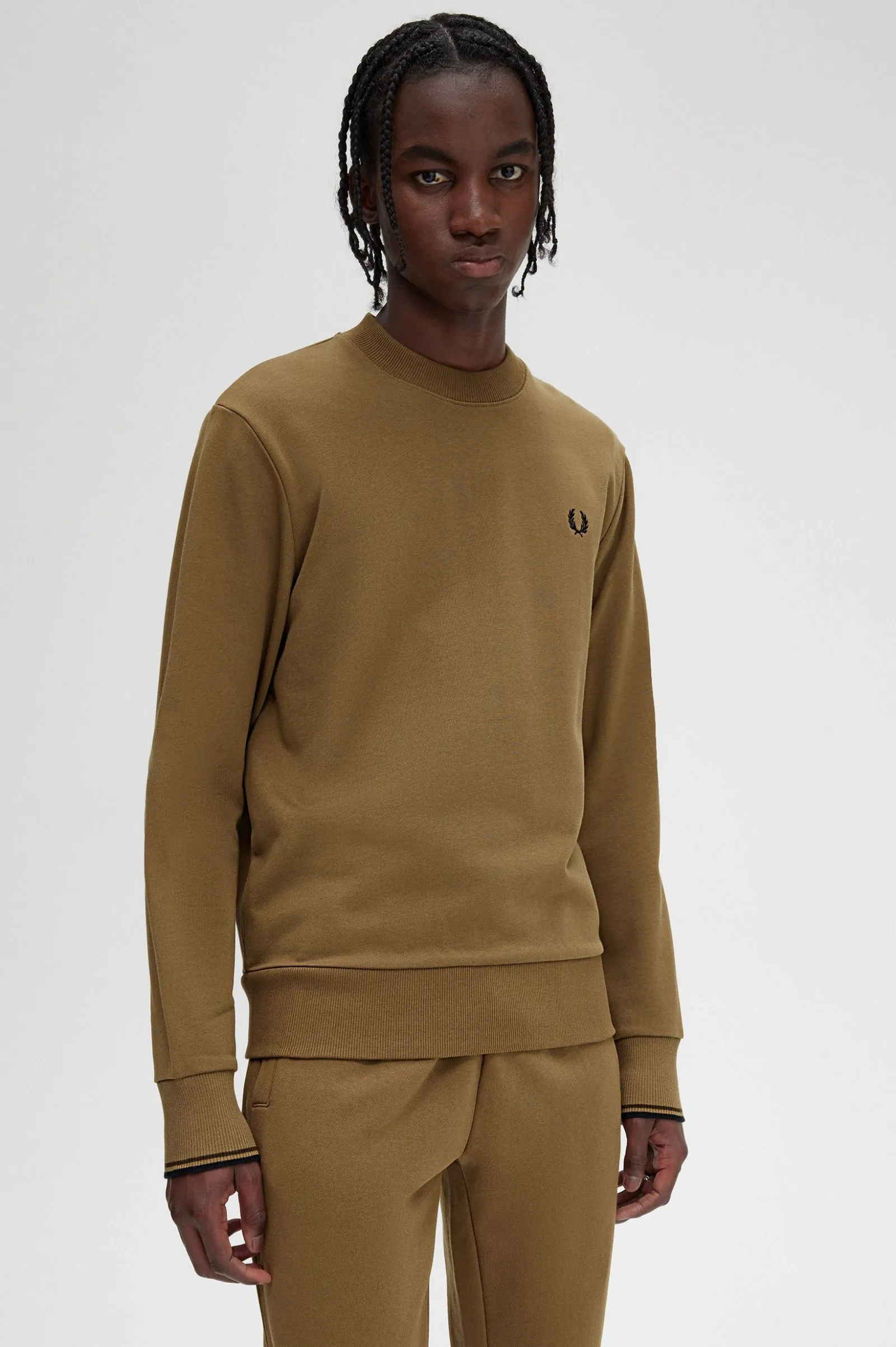 Fred Perry M7535 Crew Neck Sweatshirt U08 Shaded Stone/Burnt