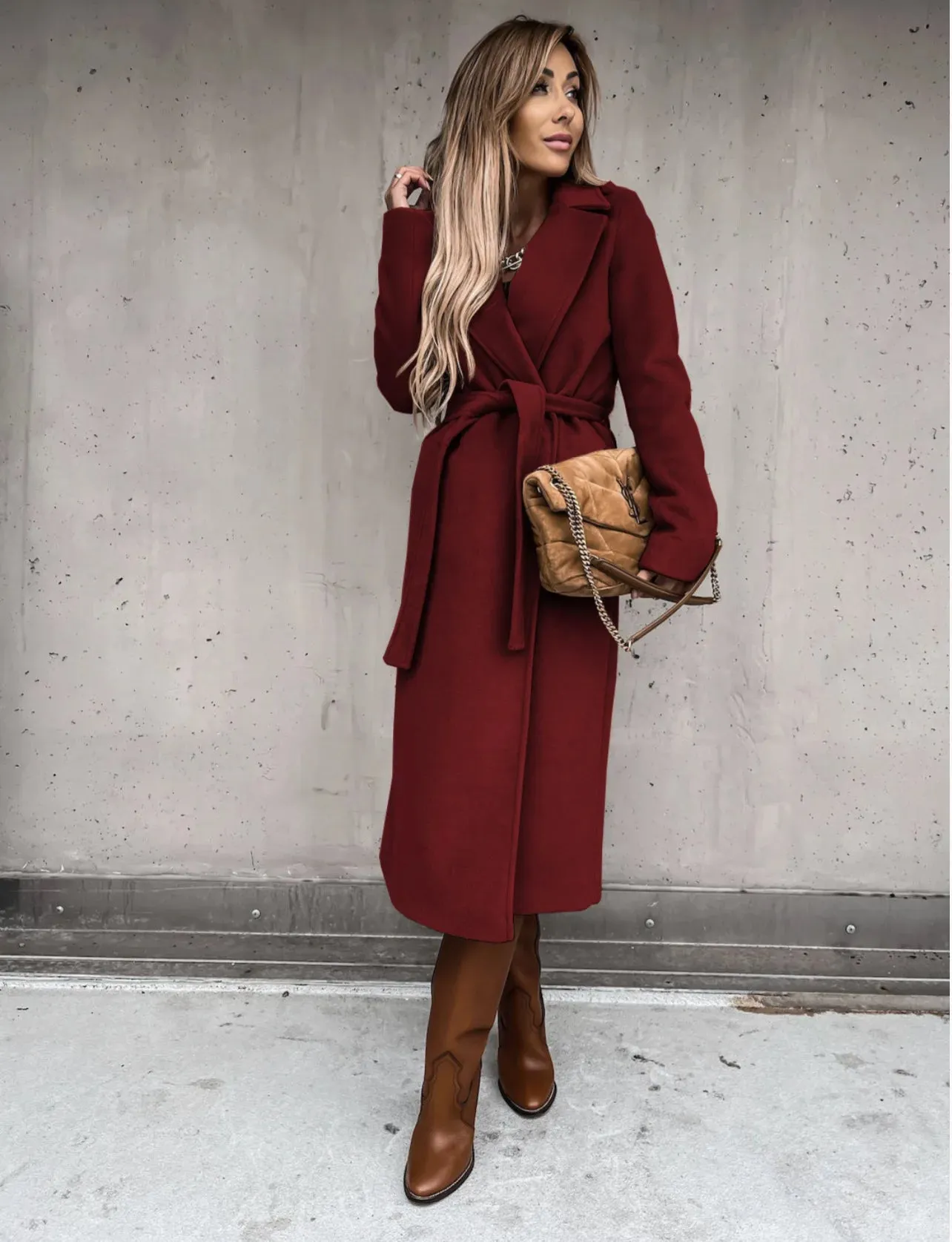Funki Buys | Jackets | Women's Elegant Long Tie Belt Overcoats