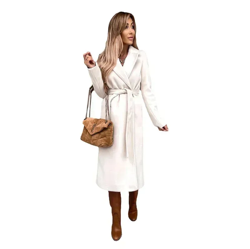 Funki Buys | Jackets | Women's Elegant Long Tie Belt Overcoats