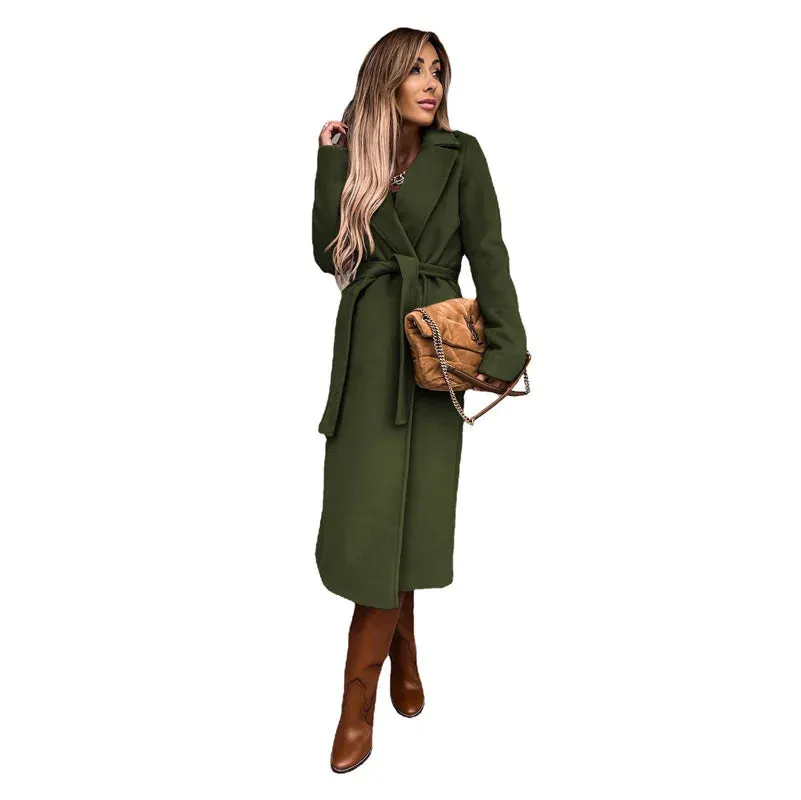 Funki Buys | Jackets | Women's Elegant Long Tie Belt Overcoats
