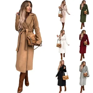 Funki Buys | Jackets | Women's Elegant Long Tie Belt Overcoats