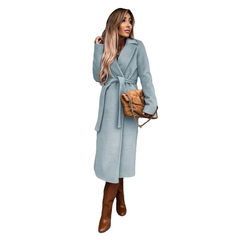 Funki Buys | Jackets | Women's Elegant Long Tie Belt Overcoats