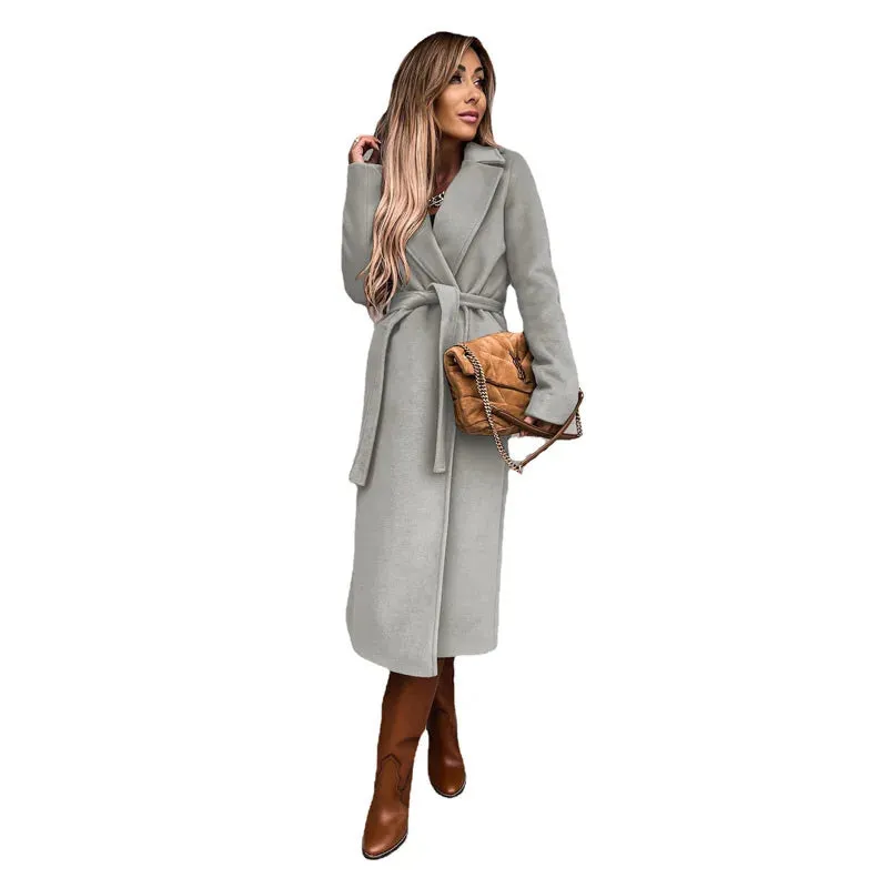 Funki Buys | Jackets | Women's Elegant Long Tie Belt Overcoats