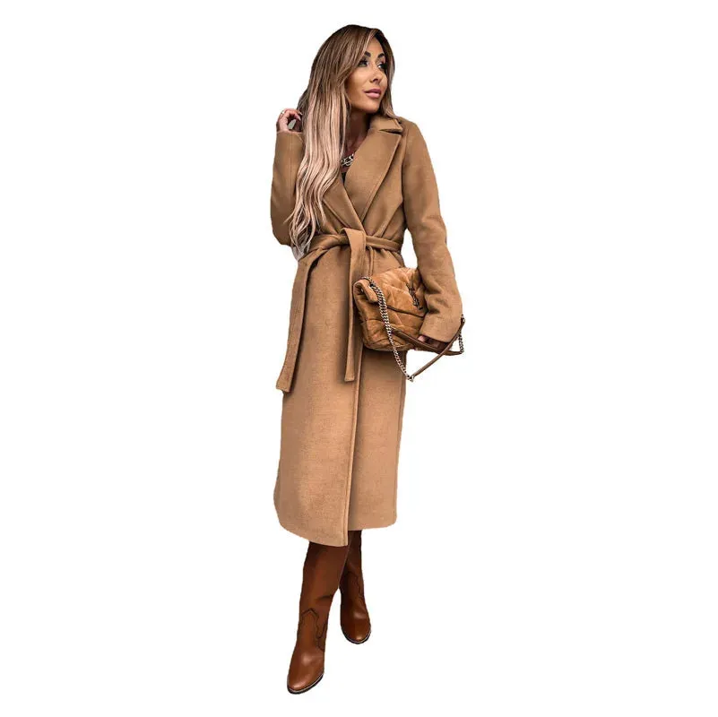 Funki Buys | Jackets | Women's Elegant Long Tie Belt Overcoats