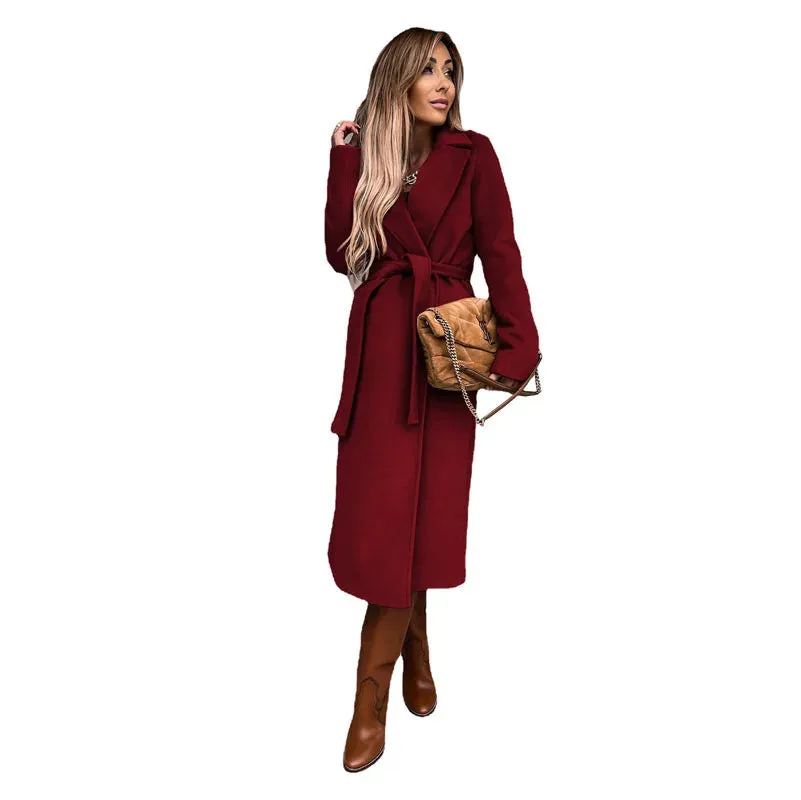 Funki Buys | Jackets | Women's Elegant Long Tie Belt Overcoats