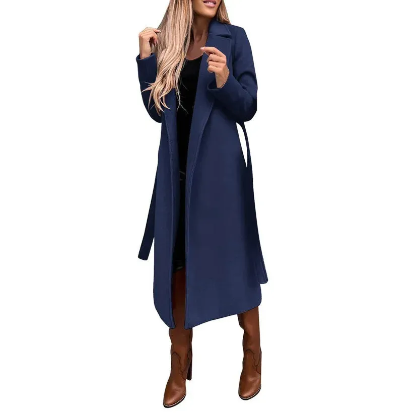 Funki Buys | Jackets | Women's Elegant Long Tie Belt Overcoats