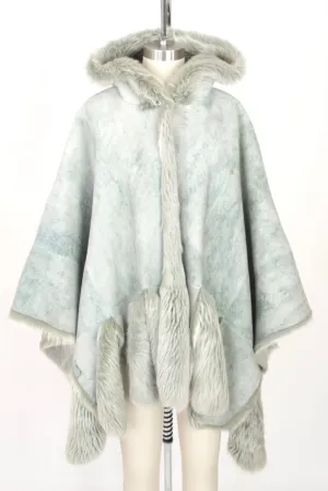 Fur Hooded Reversible Poncho