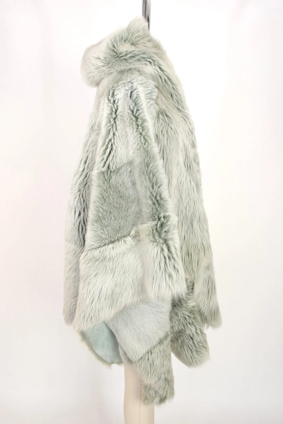 Fur Hooded Reversible Poncho