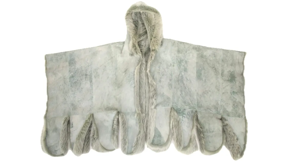 Fur Hooded Reversible Poncho