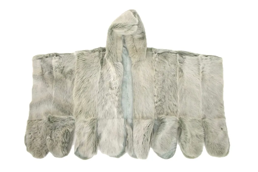 Fur Hooded Reversible Poncho
