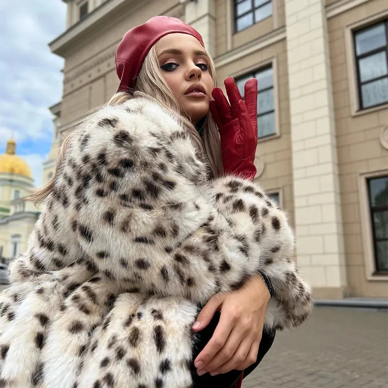 Fur Women Jacket Long Fur Fashion Leopard Stylish Winter  Fox Fluffy Fraud-proof Belted Overcoats Best-rated Exclusive Ladies Faux Fox Street Coat