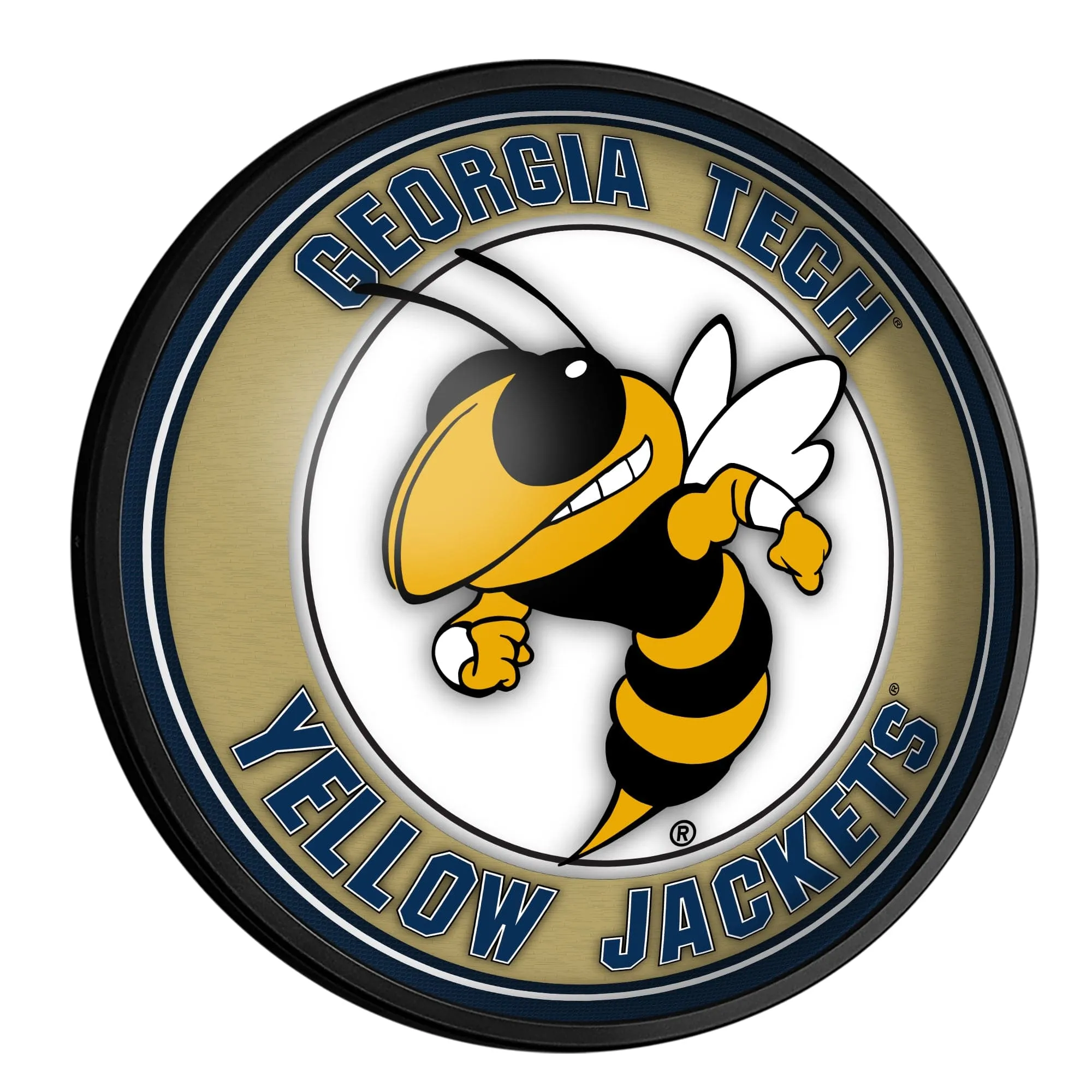 Georgia Tech Yellow Jackets: Mascot - Round Slimline Lighted Wall Sign