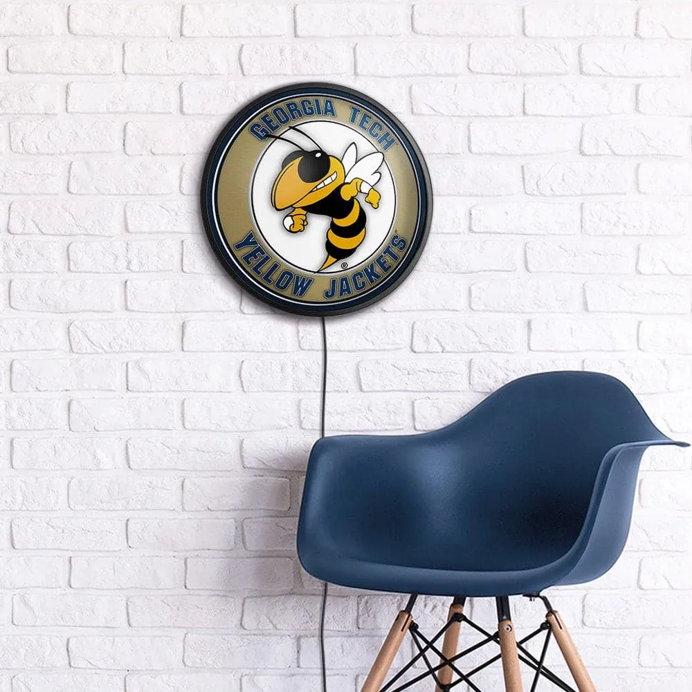 Georgia Tech Yellow Jackets: Mascot - Round Slimline Lighted Wall Sign
